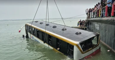 দৌলতদিয়ায় নিয়ন্ত্রণ হারিয়ে পদ্মায় বাস, কোনো হতাহতের ঘটনা ঘটেনি
